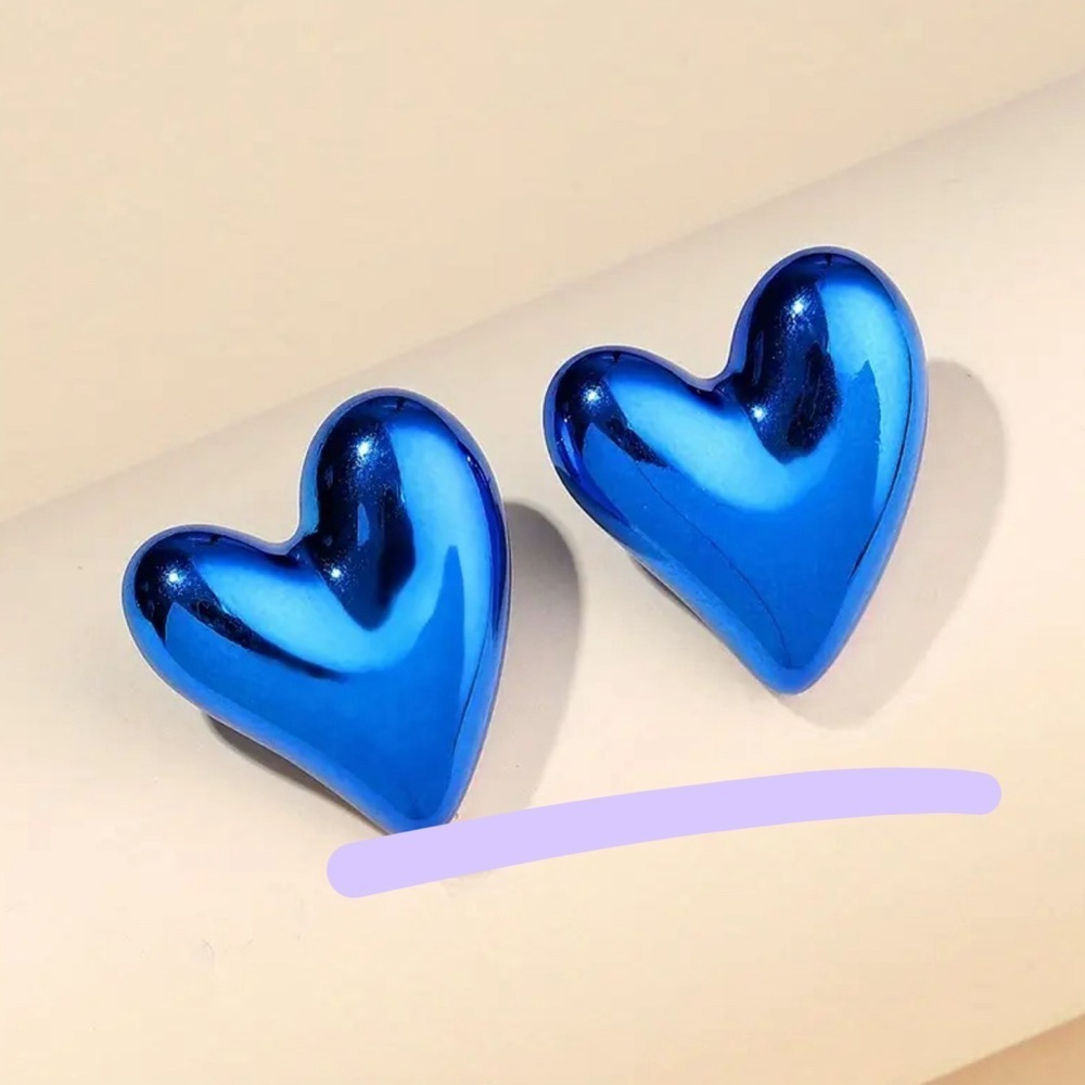 Blue Heart Shaped Earrings